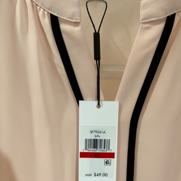 Calvin Klein Basic Casual Career Pink Black Trim Sleeveless Blouse XS - Picture 5 of 7